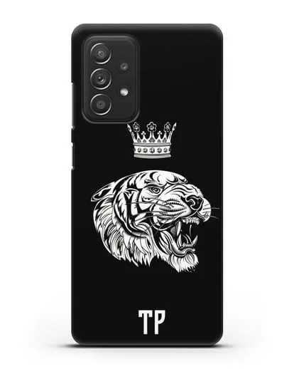 Чехол Тигр с короной с инициалами, фамилией силиконовый для Samsung Galaxy A53