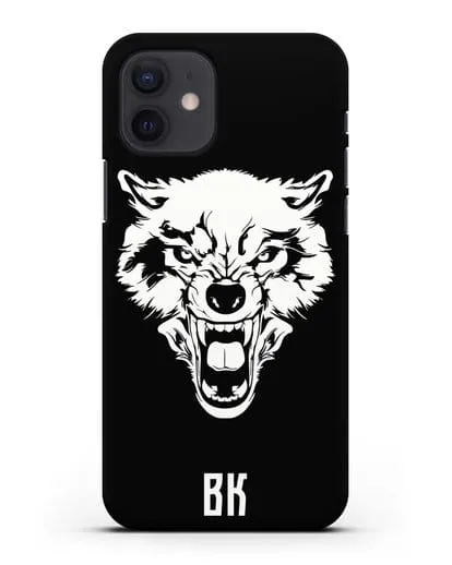Чехол Волк с короной с инициалами, фамилией силиконовый для iPhone 12