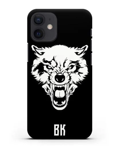 Чехол Волк с короной с инициалами, фамилией силиконовый для iPhone 12 mini