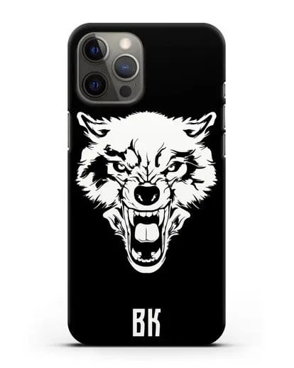 Чехол Волк с короной с инициалами, фамилией силиконовый для iPhone 12 Pro Max