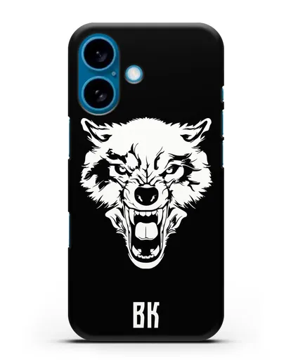 Чехол Волк с короной с инициалами, фамилией силиконовый для iPhone 16