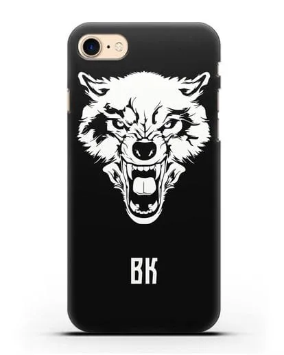 Чехол Волк с короной с инициалами, фамилией силиконовый для iPhone 8