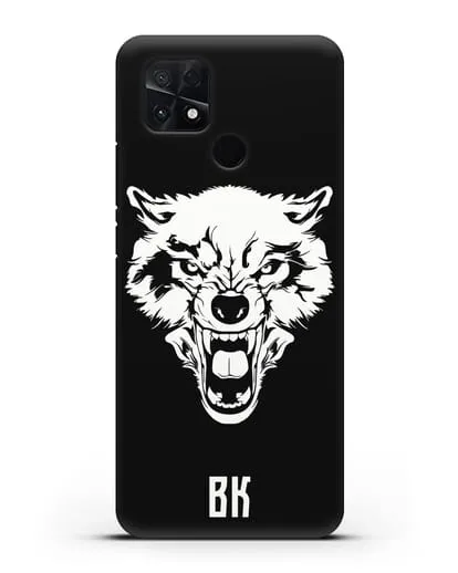 Чехол Волк с короной с инициалами, фамилией силиконовый для Xiaomi Poco C40