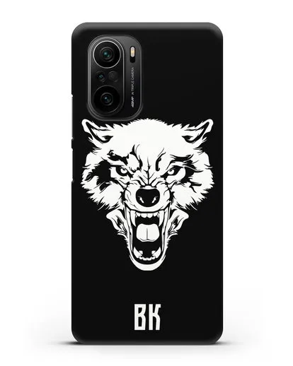 Чехол Волк с короной с инициалами, фамилией силиконовый для Xiaomi Poco F3