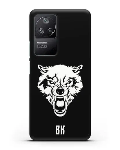 Чехол Волк с короной с инициалами, фамилией силиконовый для Xiaomi Poco F4