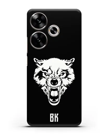 Чехол Волк с короной с инициалами, фамилией силиконовый для Xiaomi Poco F6