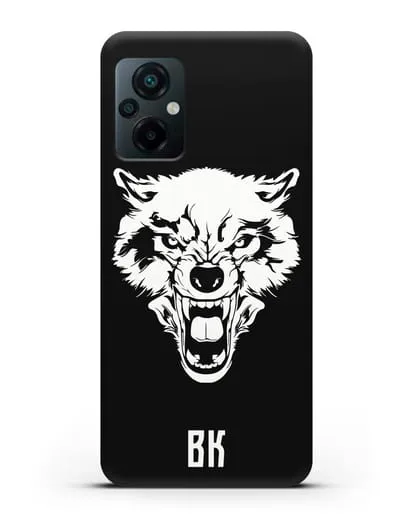 Чехол Волк с короной с инициалами, фамилией силиконовый для Xiaomi Poco M5