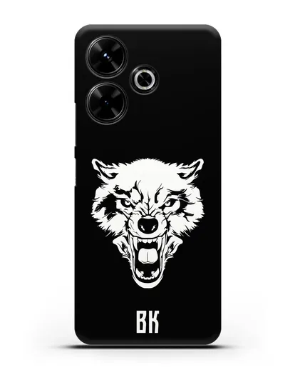 Чехол Волк с короной с инициалами, фамилией силиконовый для Xiaomi Poco M6