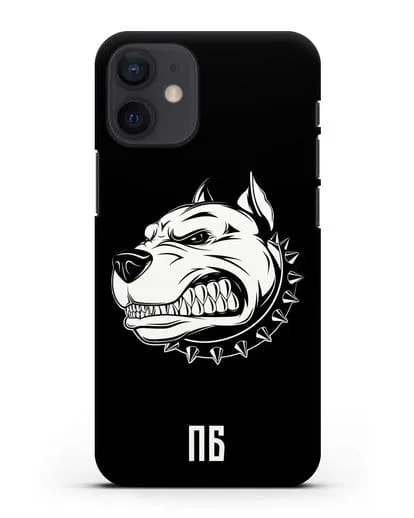 Чехол Питбуль с инициалами, фамилией силиконовый для iPhone 12 mini