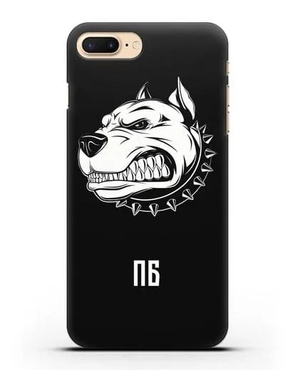 Чехол Питбуль с инициалами, фамилией силиконовый для iPhone 8 Plus