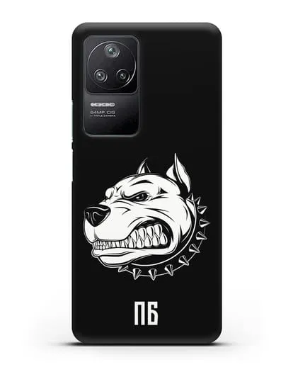 Чехол Питбуль с инициалами, фамилией силиконовый для Xiaomi Poco F4