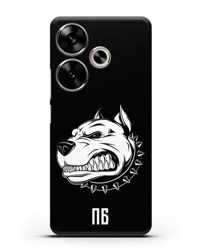 Чехол Питбуль с инициалами, фамилией силиконовый для Xiaomi Poco F6