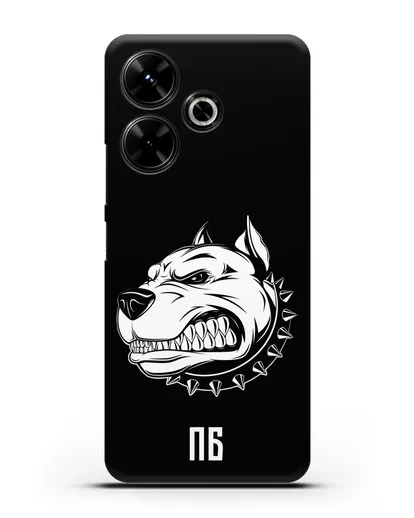 Чехол Питбуль с инициалами, фамилией силиконовый для Xiaomi Poco M6