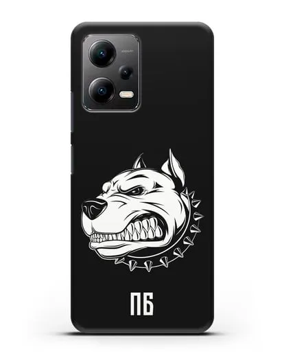 Чехол Питбуль с инициалами, фамилией силиконовый для Xiaomi Poco X5