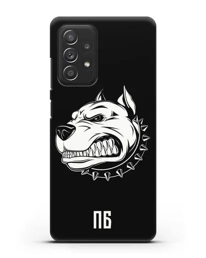 Чехол Питбуль с инициалами, фамилией силиконовый для Samsung Galaxy A53