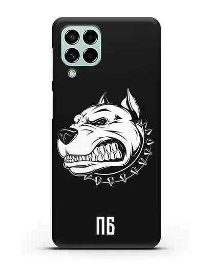 Чехол Питбуль с инициалами, фамилией силиконовый для Samsung Galaxy M53 [SM-M536]