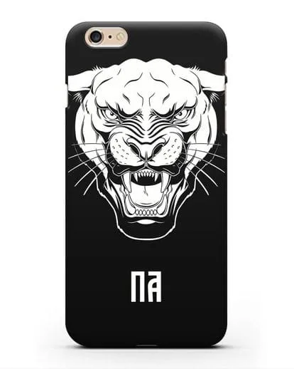 Чехол Пантера с инициалами, фамилией силиконовый для iPhone 6 Plus