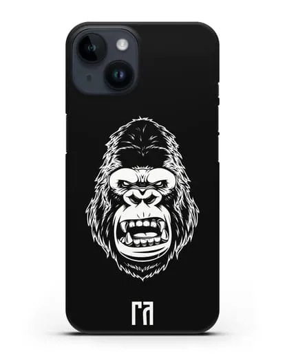 Чехол Горилла с инициалами, фамилией силиконовый для iPhone 14