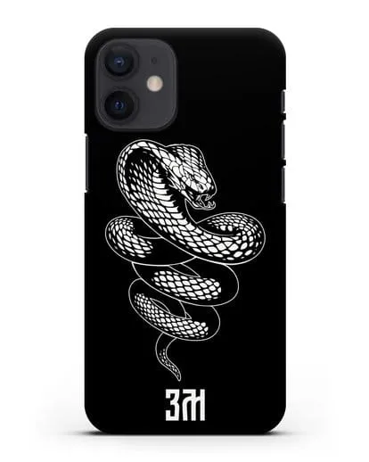 Чехол Кобра с инициалами, фамилией силиконовый для iPhone 12 mini