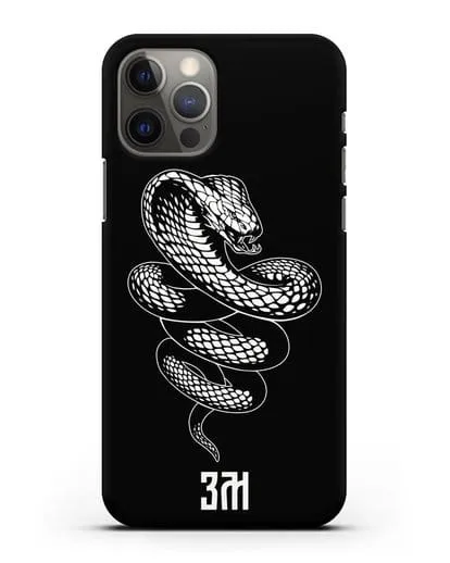 Чехол Кобра с инициалами, фамилией силиконовый для iPhone 12 Pro