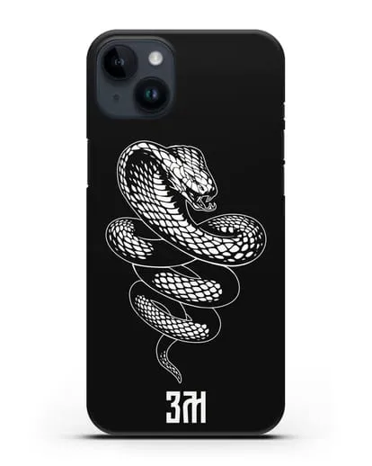 Чехол Кобра с инициалами, фамилией силиконовый для iPhone 14 Plus