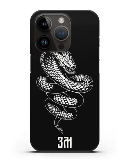 Чехол Кобра с инициалами, фамилией силиконовый для iPhone 14 Pro