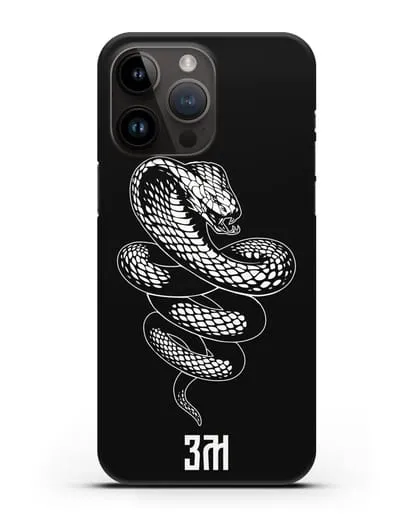 Чехол Кобра с инициалами, фамилией силиконовый для iPhone 14 Pro Max