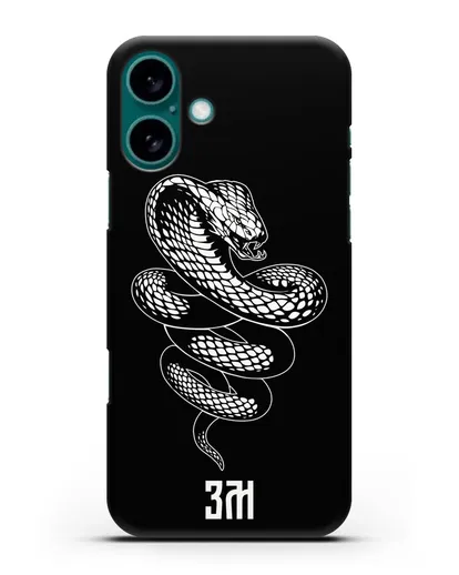 Чехол Кобра с инициалами, фамилией силиконовый для iPhone 16 Plus