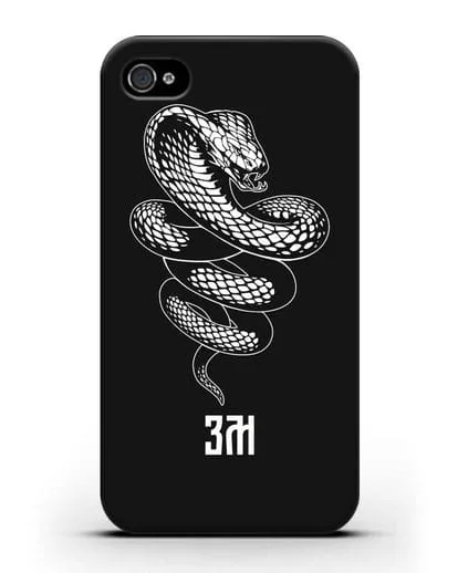 Чехол Кобра с инициалами, фамилией силиконовый для iPhone 4/4s