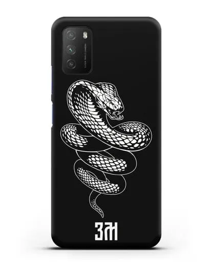 Чехол Кобра с инициалами, фамилией силиконовый для Xiaomi Poco M3