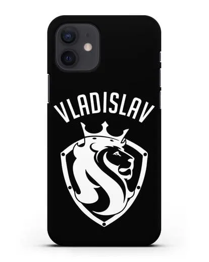 Именной чехол Лев с короной Мужество и храбрость силиконовый для iPhone 12