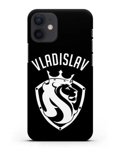 Именной чехол Лев с короной Мужество и храбрость силиконовый для iPhone 12 mini