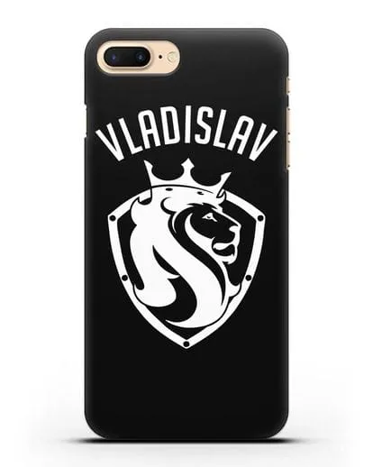 Именной чехол Лев с короной Мужество и храбрость силиконовый для iPhone 8 Plus