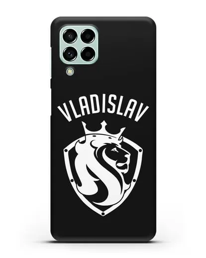 Именной чехол Лев с короной Мужество и храбрость силиконовый для Samsung Galaxy M53 [SM-M536]