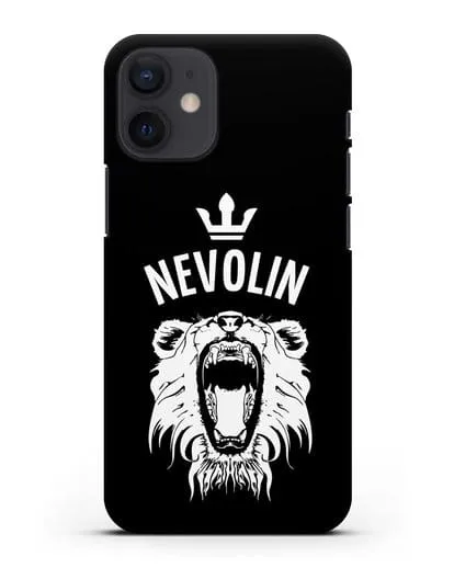 Именной чехол Лев с короной Свирепость и властность силиконовый для iPhone 12 mini