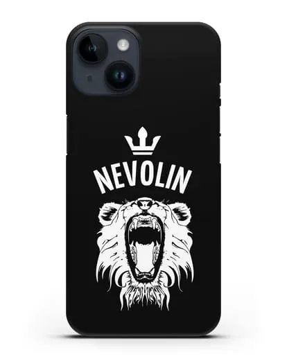 Именной чехол Лев с короной Свирепость и властность силиконовый для iPhone 14