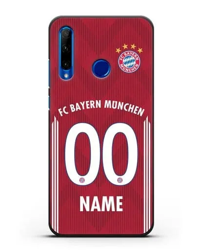 Именной чехол Бавария Мюнхен с фамилией и номером (сезон 2018-2019) красная форма силиконовый для Honor 10i