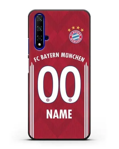 Именной чехол Бавария Мюнхен с фамилией и номером (сезон 2018-2019) красная форма силиконовый для Honor 20