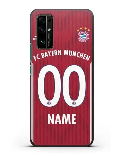 Именной чехол Бавария Мюнхен с фамилией и номером (сезон 2018-2019) красная форма силиконовый для Honor 30