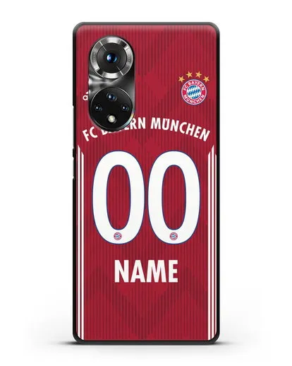 Именной чехол Бавария Мюнхен с фамилией и номером (сезон 2018-2019) красная форма силиконовый для Honor 50
