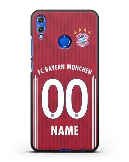 Именной чехол Бавария Мюнхен с фамилией и номером (сезон 2018-2019) красная форма силиконовый для Honor 8X