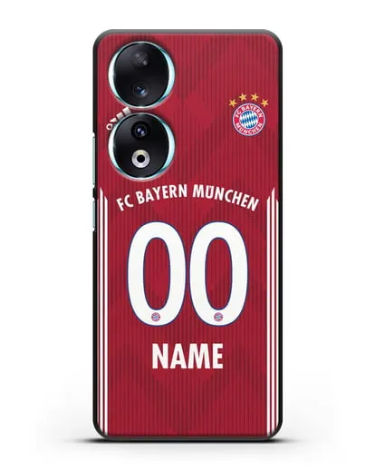 Именной чехол Бавария Мюнхен с фамилией и номером (сезон 2018-2019) красная форма силиконовый для Honor 90