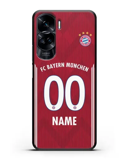 Именной чехол Бавария Мюнхен с фамилией и номером (сезон 2018-2019) красная форма силиконовый для Honor 90 Lite