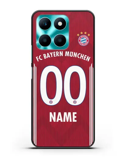 Именной чехол Бавария Мюнхен с фамилией и номером (сезон 2018-2019) красная форма силиконовый для Honor X6a