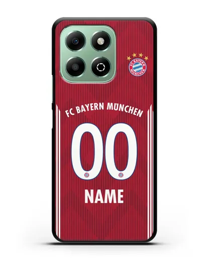 Именной чехол Бавария Мюнхен с фамилией и номером (сезон 2018-2019) красная форма силиконовый для Honor X6b