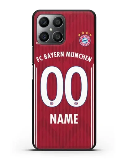 Именной чехол Бавария Мюнхен с фамилией и номером (сезон 2018-2019) красная форма силиконовый для Honor X8