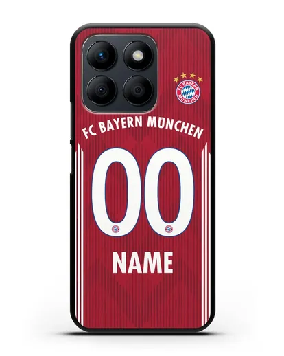 Именной чехол Бавария Мюнхен с фамилией и номером (сезон 2018-2019) красная форма силиконовый для Honor X8b