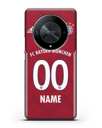 Именной чехол Бавария Мюнхен с фамилией и номером (сезон 2018-2019) красная форма силиконовый для Honor X9b