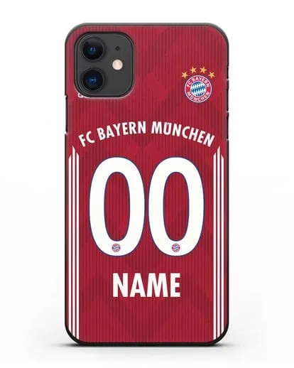 Именной чехол Бавария Мюнхен с фамилией и номером (сезон 2018-2019) красная форма силиконовый для iPhone 11