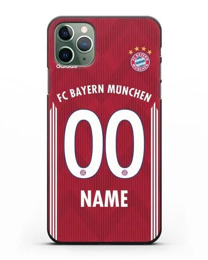 Именной чехол Бавария Мюнхен с фамилией и номером (сезон 2018-2019) красная форма силиконовый для iPhone 11 Pro Max